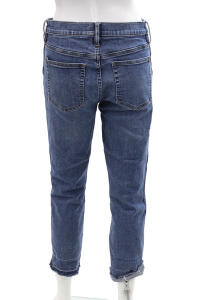 J Crew Women Cropped Straight Jeans Blue Mid Rise Button Size 29