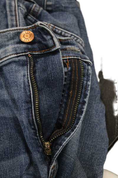 J Crew Women Cropped Straight Jeans Blue Mid Rise Button Size 29