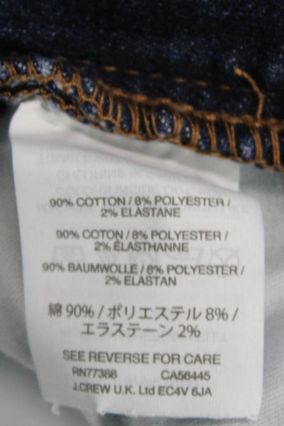 J Crew Women Cropped Straight Jeans Blue Mid Rise Button Size 29