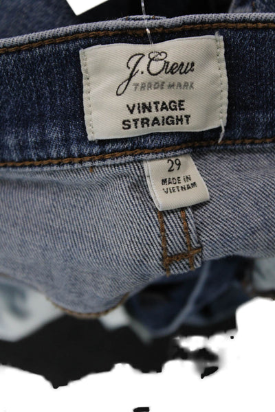 J Crew Women Cropped Straight Jeans Blue Mid Rise Button Size 29