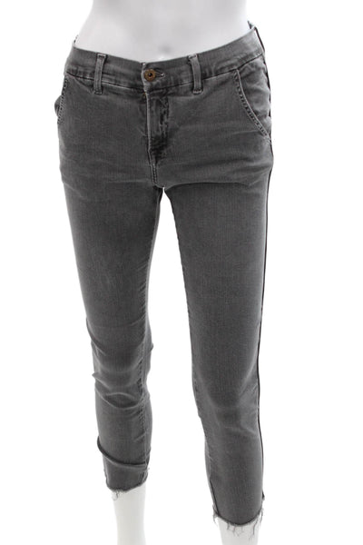 NSF Women Gray Cropped Ankle Pants Mid Rise Button Size 27