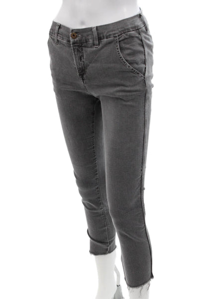 NSF Women Gray Cropped Ankle Pants Mid Rise Button Size 27
