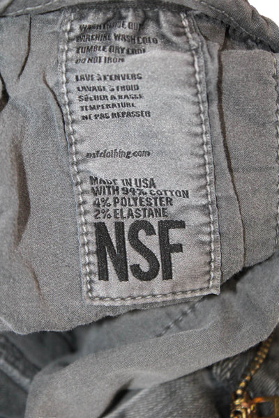 NSF Women Gray Cropped Ankle Pants Mid Rise Button Size 27