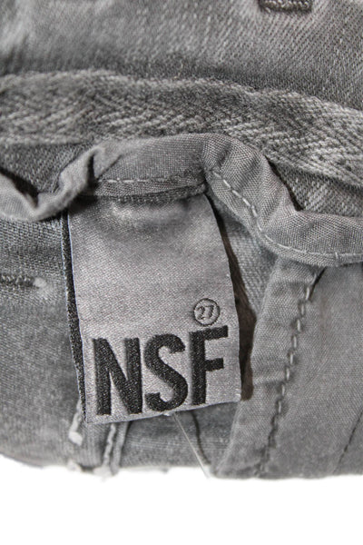 NSF Women Gray Cropped Ankle Pants Mid Rise Button Size 27