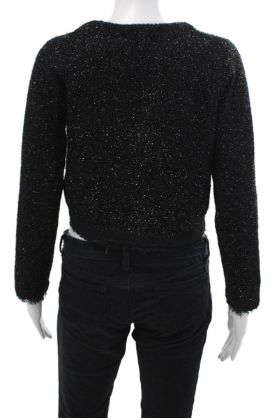 Zara Women Cardigan V-Neck Black Long Sleeve Snap 100% Polyester Gothic Size S