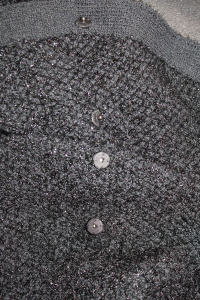 Zara Women Cardigan V-Neck Black Long Sleeve Snap 100% Polyester Gothic Size S
