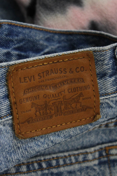 Levis Women Cropped Mom Jeans Blue Mid Rise Button 28 Inseam Size 26