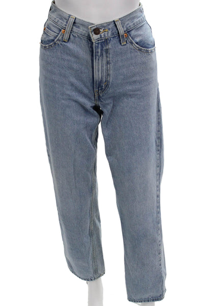 Levis Unisex Straight Cropped Jeans Light Blue Size 23