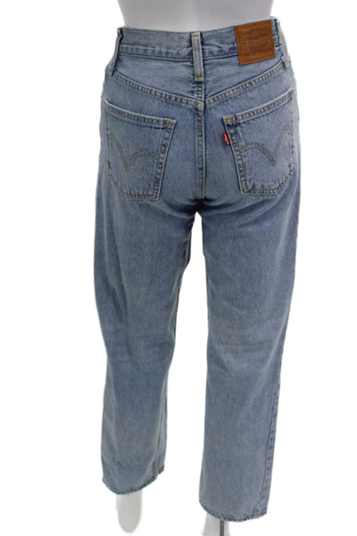 Levis Unisex Straight Cropped Jeans Light Blue Size 23