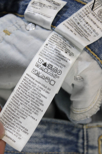 Levis Unisex Straight Cropped Jeans Light Blue Size 23