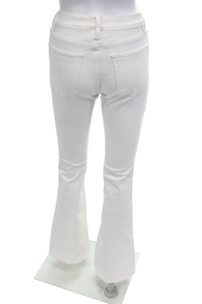 Frame Women White Button Solid 90s Cotton Blend Pants Size 25