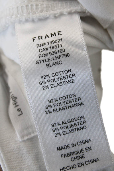 Frame Women White Button Solid 90s Cotton Blend Pants Size 25