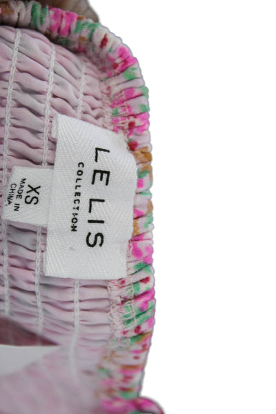 Le Lis Women Fit & Flare Sundress Floral V-Neck Sleeveless Mini Pink Size XS