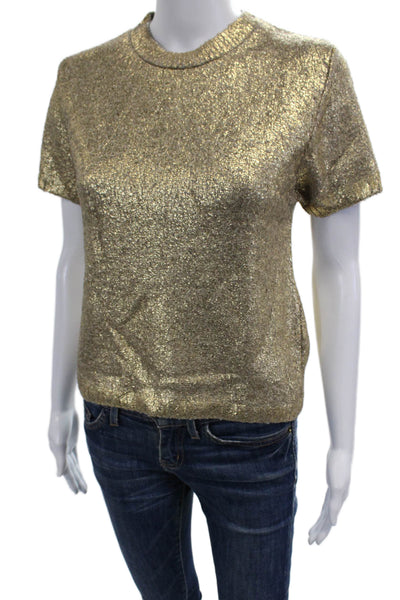 Zara Women Yellow 80s Crew Neck Short Sleeve T-Shirt Polyester Blend Size M