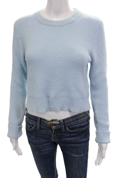 Zara Womens Light Blue Pullover Sweater Crew Neck Button Size L