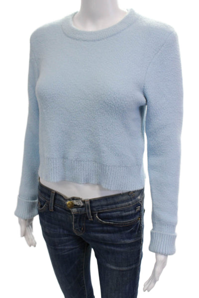 Zara Womens Light Blue Pullover Sweater Crew Neck Button Size L