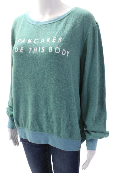 Wildfox Womens Pullover Sweatshirt Green Graphic Funny Size M