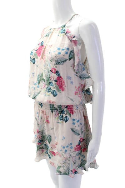 Parker Women Jumpsuit Beige Silk Halter Sleeveless Floral Petite Size S