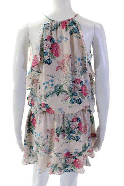 Parker Women Jumpsuit Beige Silk Halter Sleeveless Floral Petite Size S