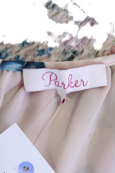 Parker Women Jumpsuit Beige Silk Halter Sleeveless Floral Petite Size S
