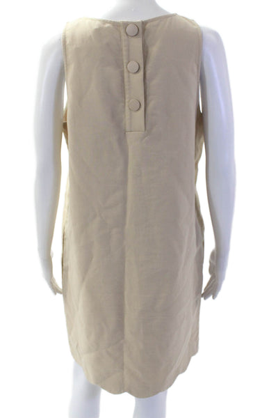 Tara Jarmon Womens Shift Dress Beige Cotton Sleeveless Knee-Length Size 42