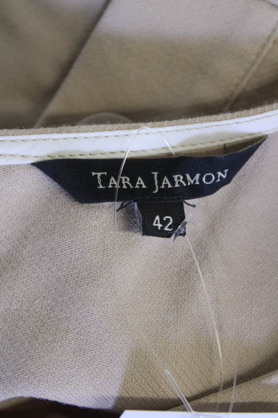 Tara Jarmon Womens Shift Dress Beige Cotton Sleeveless Knee-Length Size 42