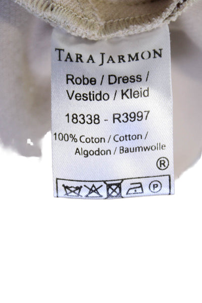 Tara Jarmon Womens Shift Dress Beige Cotton Sleeveless Knee-Length Size 42