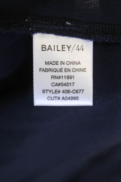 Bailey 44 Women Silk Long Sleeve Round Neck Blouse Dark Blue Size S