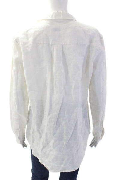 Equipment Femme Women Tunic Blouse White Linen Collared Long Sleeve Boho Size S