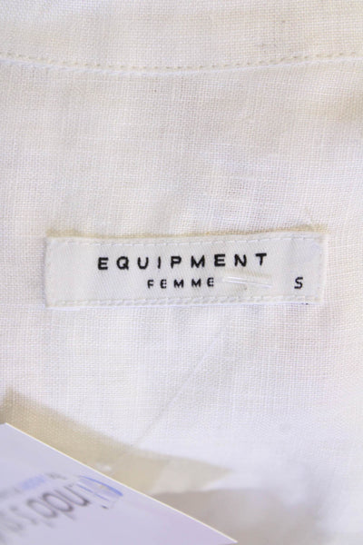 Equipment Femme Women Tunic Blouse White Linen Collared Long Sleeve Boho Size S
