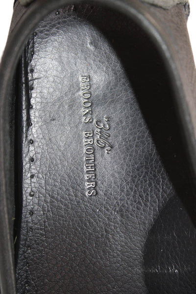346 Brooks Brothers Mens Leather Slip-On Loafers Black Size 8.5