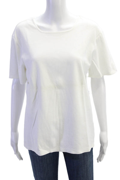 Talbots Womens Basic White T-Shirt Short Sleeve Round Neck Cotton Size XL