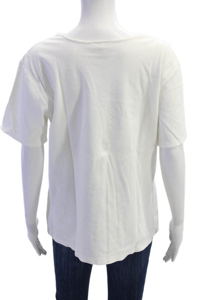 Talbots Womens Basic White T-Shirt Short Sleeve Round Neck Cotton Size XL