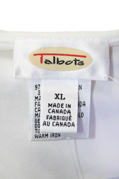 Talbots Womens Basic White T-Shirt Short Sleeve Round Neck Cotton Size XL