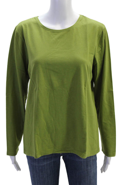 Talbots Women Basic Jersey T-Shirt Green Long Sleeve Round Neck Size XL