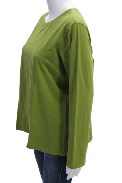 Talbots Women Basic Jersey T-Shirt Green Long Sleeve Round Neck Size XL