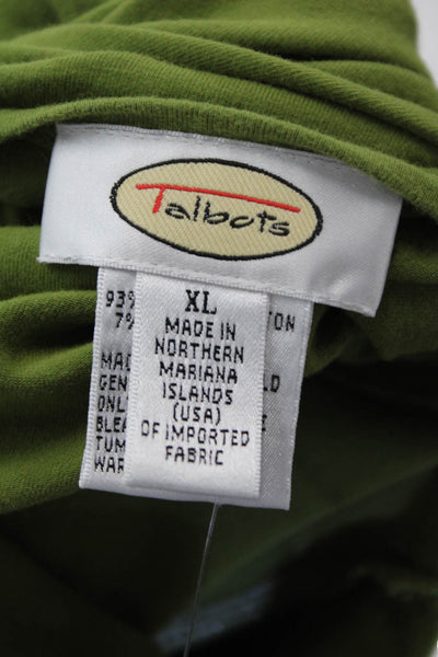 Talbots Women Basic Jersey T-Shirt Green Long Sleeve Round Neck Size XL