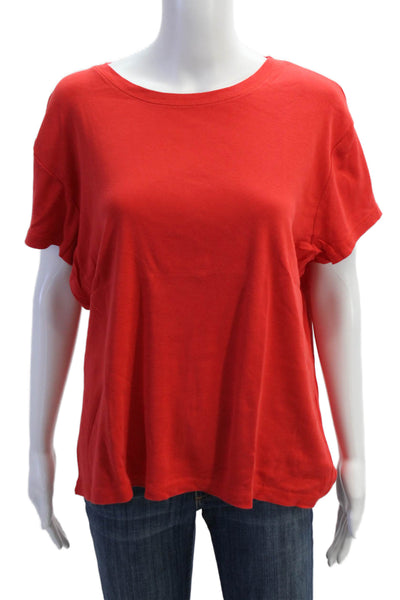 Talbots Women Red Pima Cotton Crew Neck Short Sleeve Basic T-Shirt Size XL