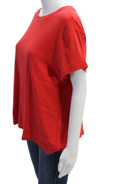 Talbots Women Red Pima Cotton Crew Neck Short Sleeve Basic T-Shirt Size XL