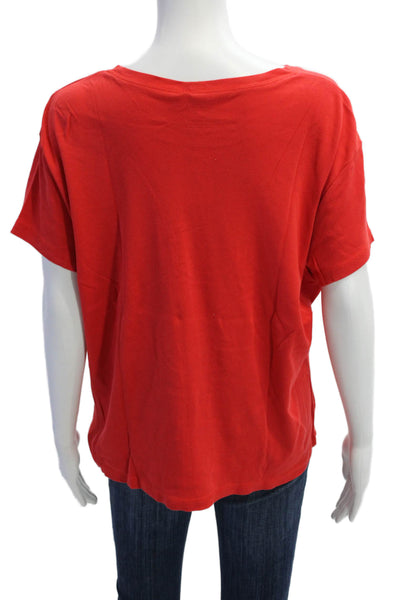 Talbots Women Red Pima Cotton Crew Neck Short Sleeve Basic T-Shirt Size XL
