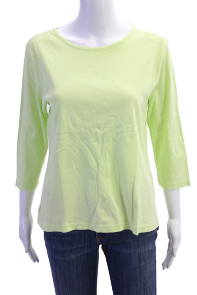 Lilly Pulitzer Women Basic Green Cotton 3/4 Sleeve Round Neck T-Shirt Size XL