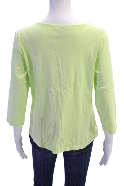 Lilly Pulitzer Women Basic Green Cotton 3/4 Sleeve Round Neck T-Shirt Size XL