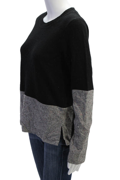 J Crew Women Black Crew Neck Pullover Sweater Classic Size S