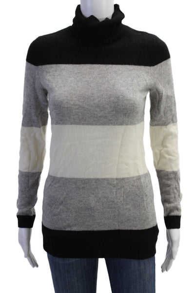 C by Bloomingdales Women Black Striped Cashmere Turtleneck Pullover Size S