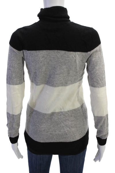 C by Bloomingdales Women Black Striped Cashmere Turtleneck Pullover Size S