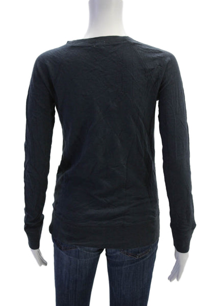J Crew Womens Pullover Sweatshirt Black Cotton Crew Neck Long Sleeve Size XS