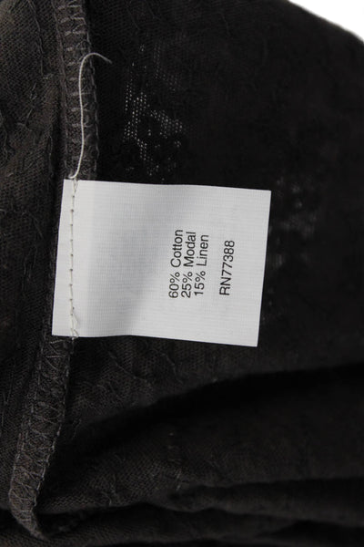J Crew Women Dark Gray Round Neck 3/4 Sleeve Top Cotton Modal Linen Size XS