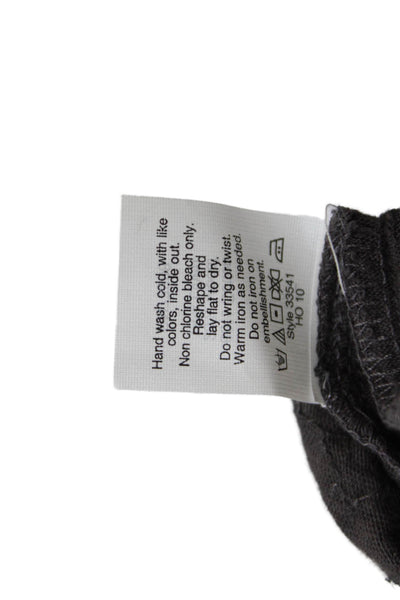 J Crew Women Dark Gray Round Neck 3/4 Sleeve Top Cotton Modal Linen Size XS