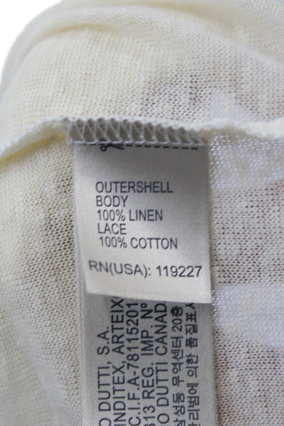 Massimo Dutti Women Beige Lace Basic Sleeveless Tank Round Neck Boho Size XS