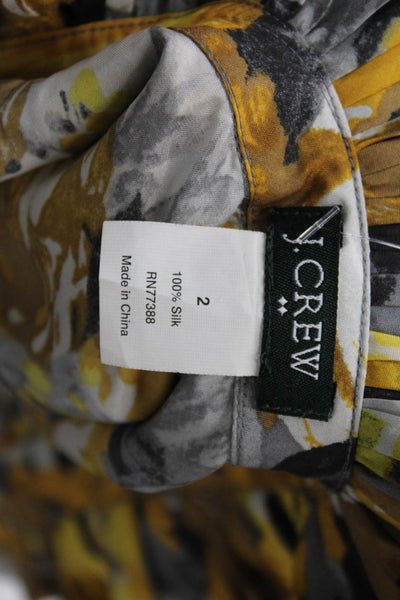 J Crew Women Black Silk Floral High Neck Sleeveless Blouse Size 2